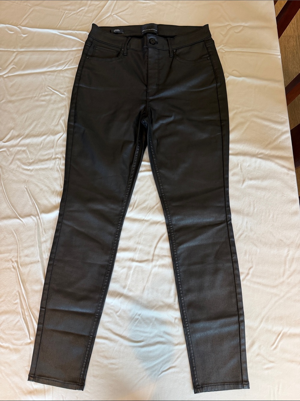 White House Black Market Black Coated Skinny Pants